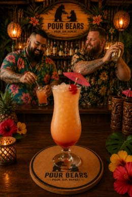 Bahama Daddy cocktail in a Hurricane Glass