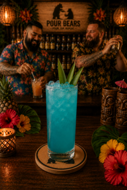 Blue Heaven cocktail in a Highball Glass