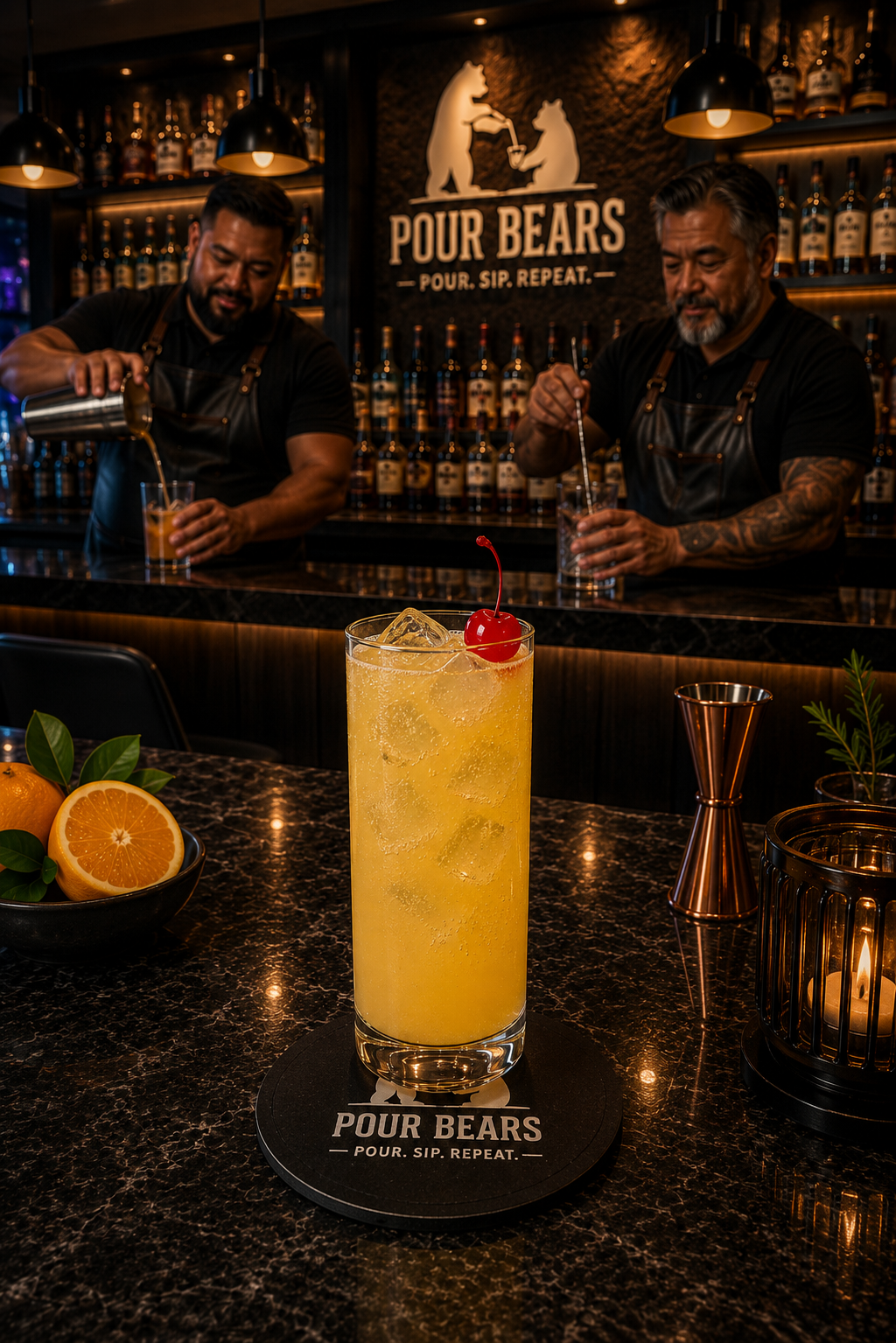 Fluffy Duck cocktail in a Collins Glass