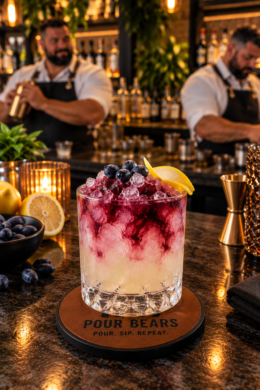 Okanagan Bramble cocktail in a Rocks Glass